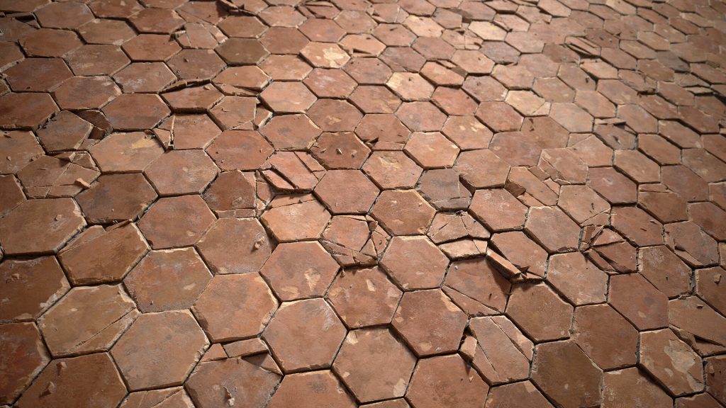 Cracked or Chipped Tiles-Damaged Terracotta Floor Tiles